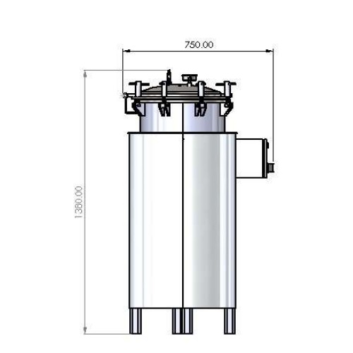 Autoclave vertical manual de vapor 125 lts dimensiones de cámara 40x100 cm