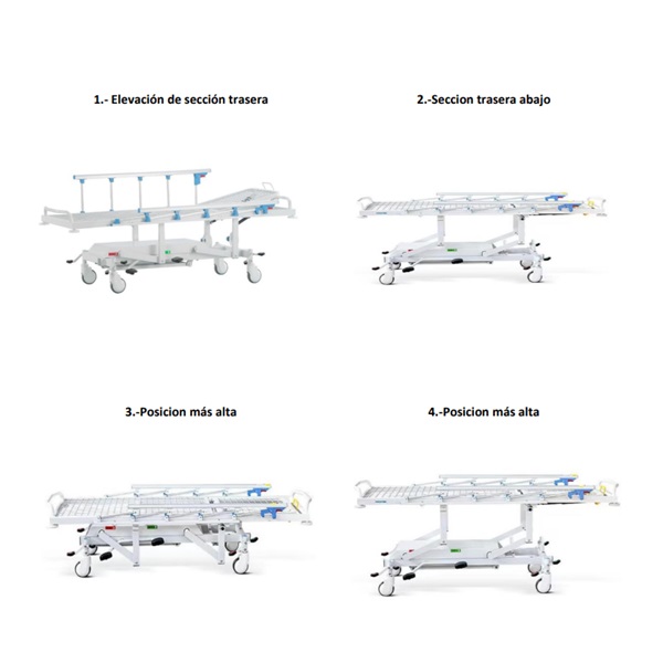 Camilla hidráulica para traslado de pacientes capacidad 250 kg