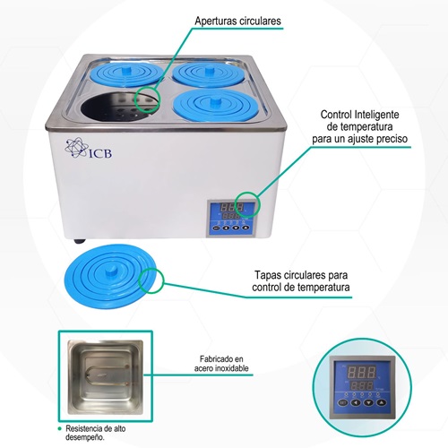 Baño maría para laboratorio capacidad 12 litros