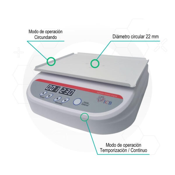 Agitador orbital digital diametro de orbita 22 mm