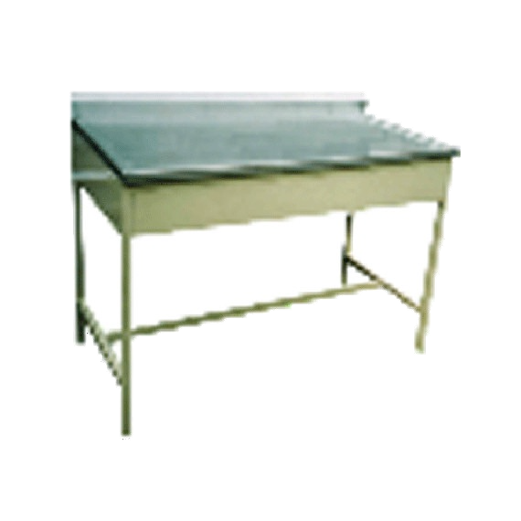 Mesa alta de 120 cm con respaldo fabricado cubierta lamina de acero inoxidable