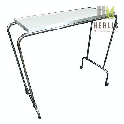 Mesa puente para alimentos cromada con cubierta de formica 120x40x110 cm