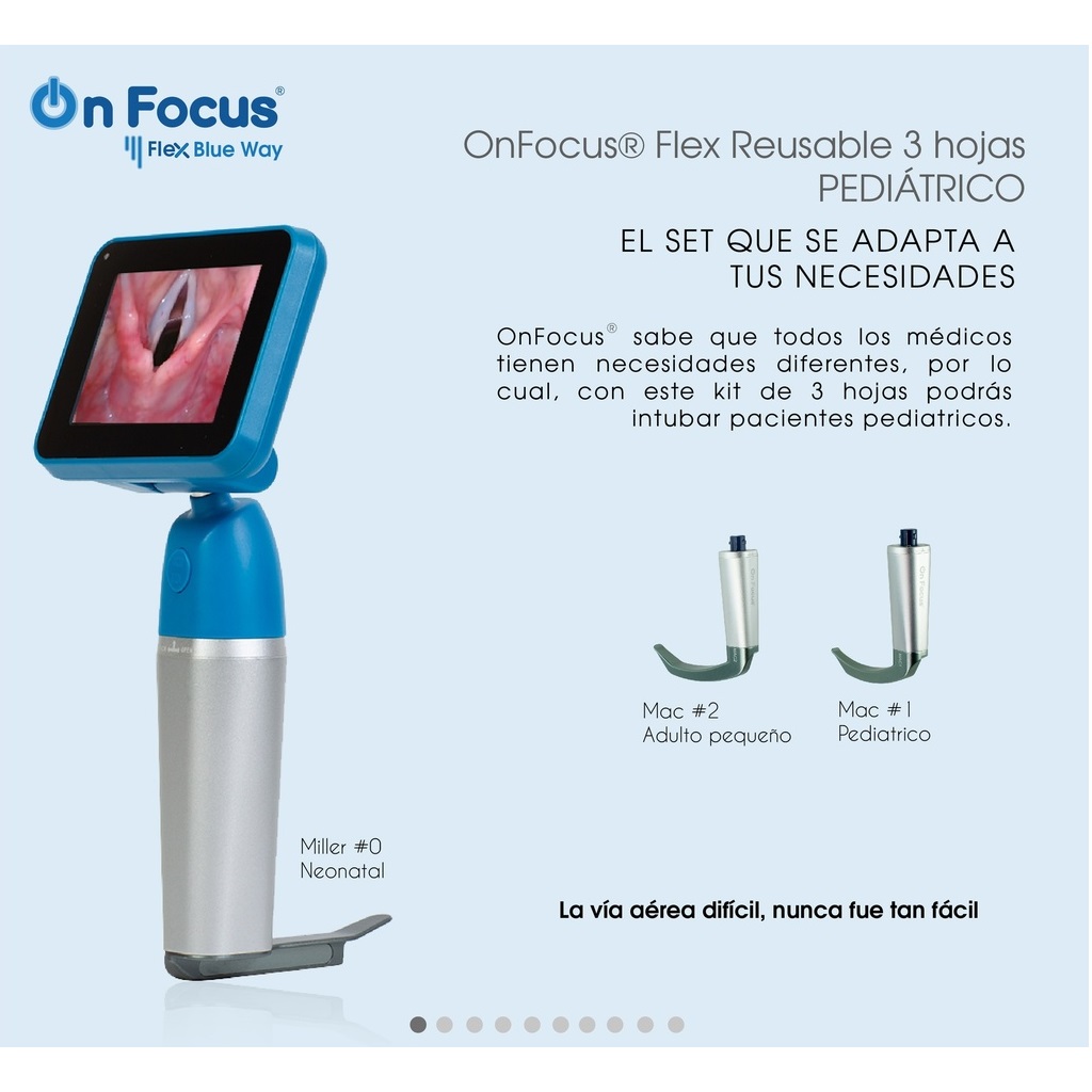 Videolaringoscopio portátil con 3 hojas reusables mod. Flex Blue Way