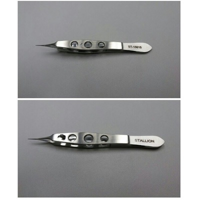 Pinza Castroviejo para sutura con dientes y seguro  .12 mm