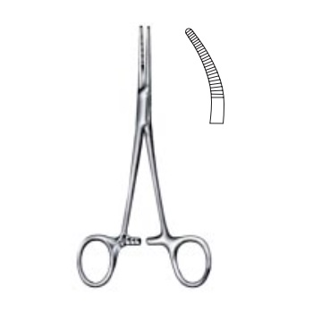 Pinza kelly hemostática de 14 cm curva