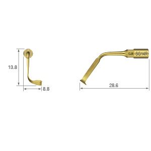 Punta con curva hacia la derecha / Cinco dientes; 0,6mm de grosor