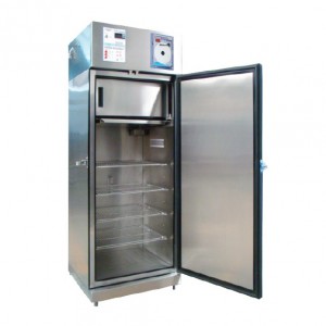 Refrigerador vertical de 17.6 pies para vacunas acero inox. 1 puerta sólida con congelador con graficador