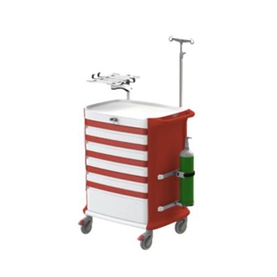 Carro rojo para emergencias mod. POLYCART con 5 cajones medidas 104x68x84 cm