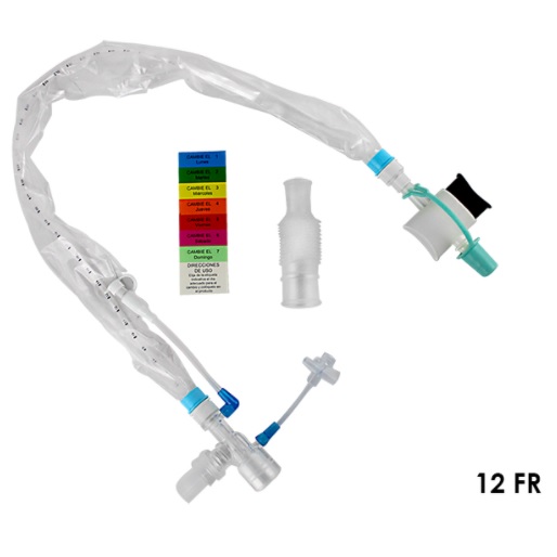 Sistema de succión cerrado adulto 12 FR avanzado para tubos endotraqueales del 6.0 y 6.5 caja con 10 pzas Cat. PAH-20034 PAHSCO