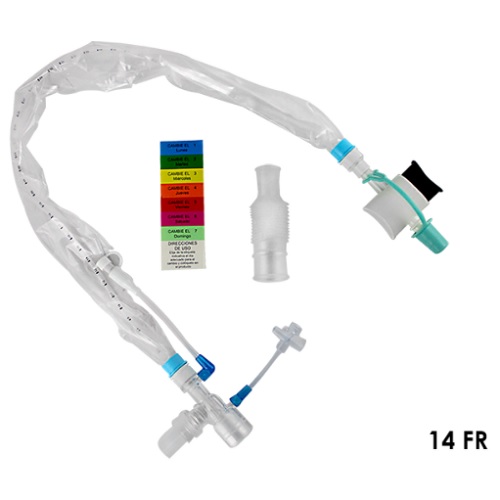 Sistema de succión cerrado adulto 14 FR avanzado para tubos endotraqueales del 7.0 y 7.5 caja con 10 pzas Cat. PAH-20035 PAHSCO