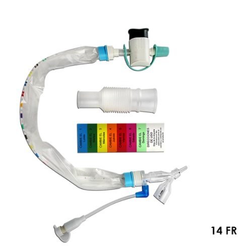 Sistema de succión cerrado adulto 14 FR simple para tubos endotraqueales del  7.0 y 7.5 caja con 10 pzas Cat. PAH-21052 PAHSCO