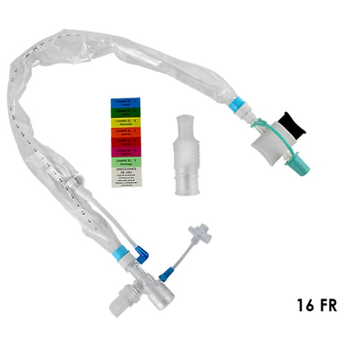 Sistema de succión cerrado adulto 16 FR avanzado para tubos endotraqueales del 8.0 Y 8.5 caja con 10 pzas Cat. PAH-20036 PAHSCO