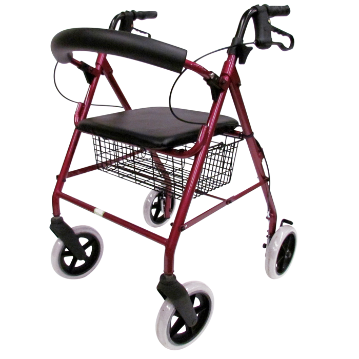 Andadera rollator roja c/canastilla llanta 8x1