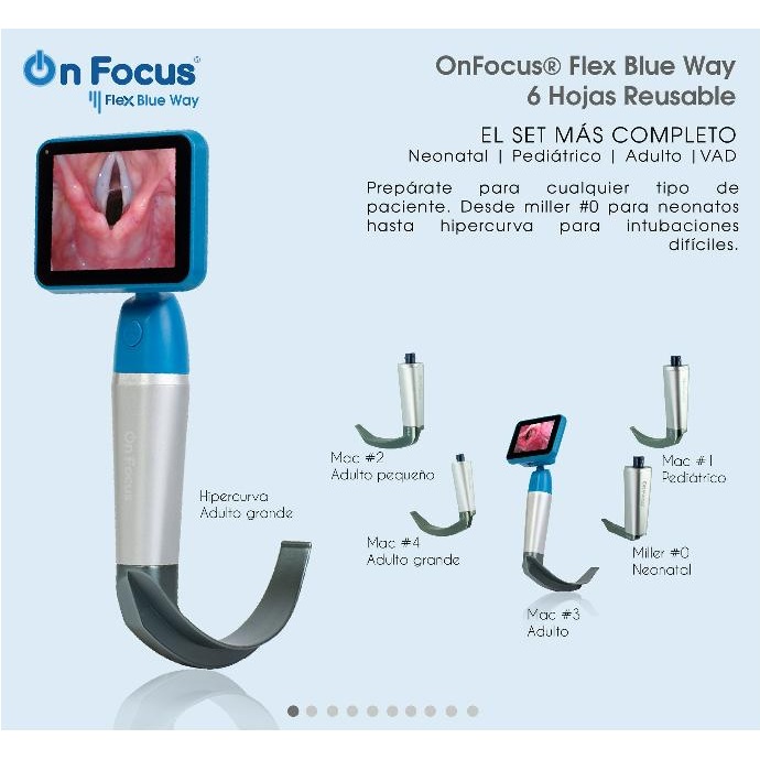 Videolaringoscopio portátil con 6 hojas reusables mod. Flex Blue Way