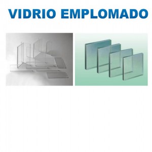 Vidrio emplomado de 10x12" (24.5.x20.5cms), 8mm espesor, 1.7 - 1.92 mm protección