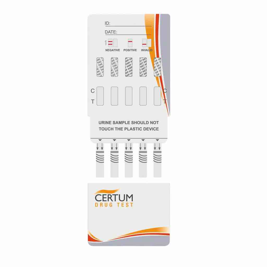 Panel multidrogas de 5 parámetros (THC/COC/AMP/MET/OPI) - caja con 25 pruebas