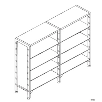 Anaquel fijo de 45 cm una vista dimensiones de 165 a 170 x 220 x 45 cm