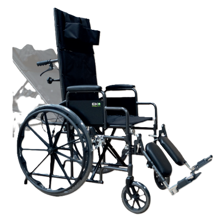 Silla de ruedas 18" reclinable de acero silver