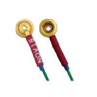 Electrodo copa de oro Rojo GRASS silicona lisa para EEG, largo: 96" (244cm), diam. 10mm, entrada 2 mm Paq.con 10