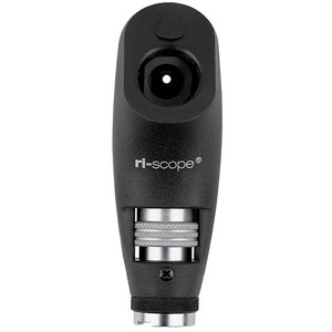 Cabezal del retinoscopio con lámpara de raya F.O. ri-scope® XL 3,5 V, con dispositivo antirrobo