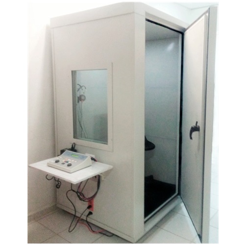 Cabina sonoamortiguada desmontable para audiometria 80x105x180 cm