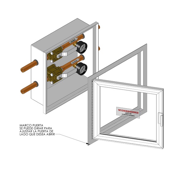 Caja de seccionamiento para 2 válvulas de 1" con manómetros