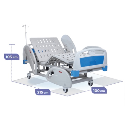 Cama hospitalaria eléctrica de acero esmaltado blanco