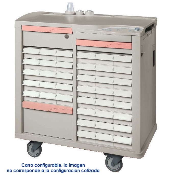 Carro de medicamentos de doble cuerpo LIONVILLE 400 de 100.4x60.5x108.2 cm