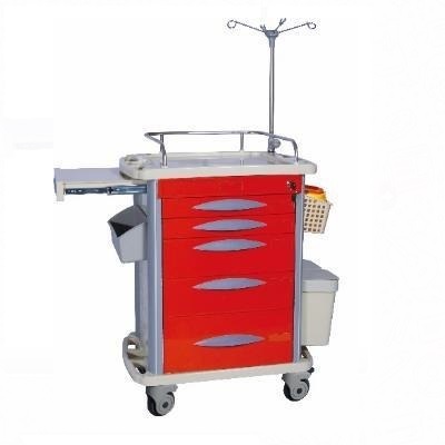 Carro rojo para emergencias de plástico ABS 75x47.5x92 cm