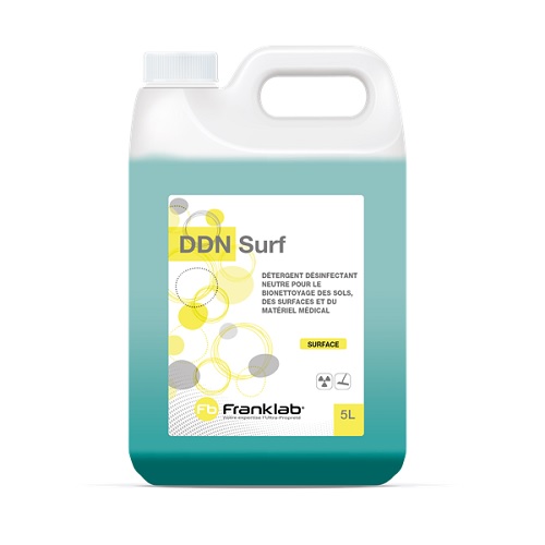 Detergente desinfectante neutro para la biolimpieza de pisos, superficies y equipo médico DDN Surf (Bidon 5L)