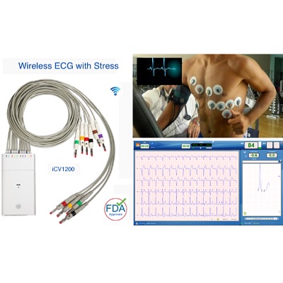 Electrocardiógrafo CardioView ICV1200i para computadora Inalámbrico con interpretación