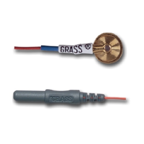 Electrodo copa de oro Rojo GRASS SILICON CABLE GRUESO para EEG, largo: 152cm, Diam. 10mm, entrada 2 mm Paq.con 10 pzas Cat. NTS-FS-E5GH-60 Natus