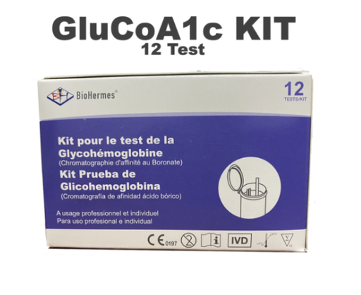 [BHS-BHA1CP02] GluCoA1c Kit De Prueba De Glicohemoglobina Caja C/12pbas