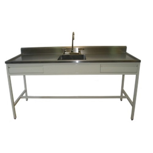 [HEL-HM139ESP] Mesa alta de 120 cm con fregadero central y cajones