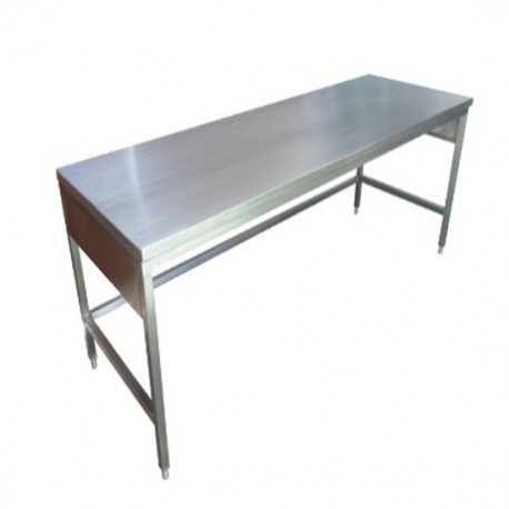 [HEL-HM278] Mesa alta de 150 cm con cubierta de acero inoxidable medidas 150x70x90cm