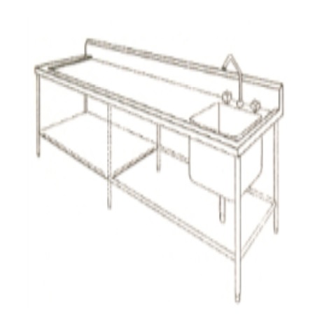 [HEL-HM388] Mesa de 120 con respaldo y fregadero derecho 20 x 70 x 90 cm