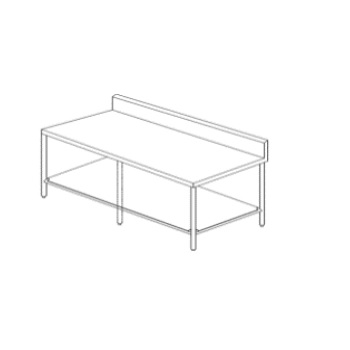 [HEL-HM385] Mesa lisa de 150 cm con respaldo y entrepaños medias 150x70x90cm