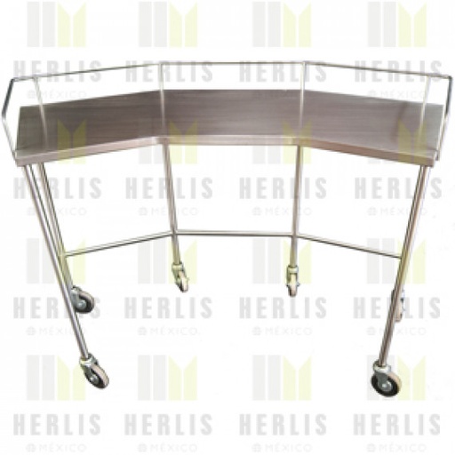 [HEL-HMLE-29] Mesa riñon economica cromada con cubierta de acero inoxidable 39x1.35x91cm.