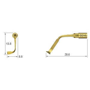 [NSK-SG14L] Punta con curva hacia la izquierda / Cinco dientes; 0,6mm de grosor