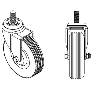 [MAR-MACC-9931] Rueda de hule con horquilla para camilla en 5" horquilla de acero giratoria