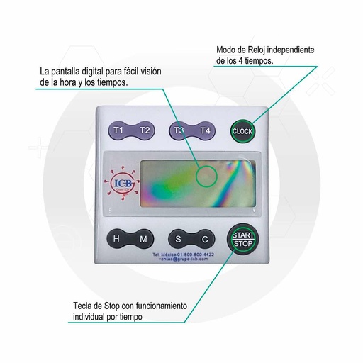 [ICB-TDI105667] Timer (Cronometro) digital de 4 Tiempos