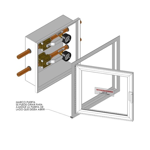 [ARD-CAJA1] Caja de seccionamiento para 2 válvulas de 1" con manómetros