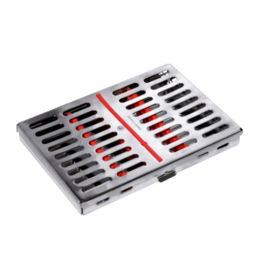 [HER-N-0294] Caja o charola para esterilizar instrumental con soporte interno 26x13x6.1 cm