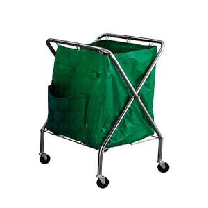 [HEL-HM426] Carro de aseo en forma de tijeras medidas 57x65x90 cms. estructura cromada y bolsa lona Verde