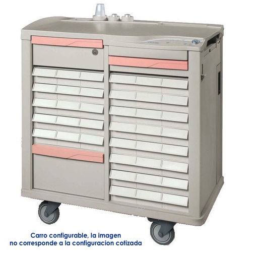 [MET-C-214767] Carro de medicamentos de doble cuerpo LIONVILLE 400 de 100.4x60.5x108.2 cm