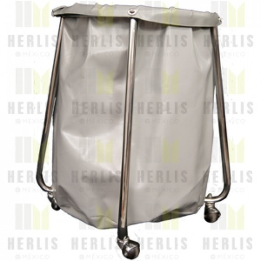 [HEL-HM74ESP] Carro tanico para ropa sucia con bolsa de lona de estructura acero inoxidable de 52x71x76 cm rodaja 4" 