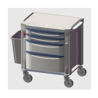 [MET-C-267480] Carro para medicamentos y material de curación mod. Flexline con 5 cajones medidas 22.37"x32.25"x41.87"