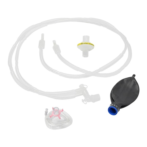 [SMI-CVDN-001] Circuito de anestesia neonatal con filtro, mascarilla y bolsa de .5 lt Paq. con 10 piezas