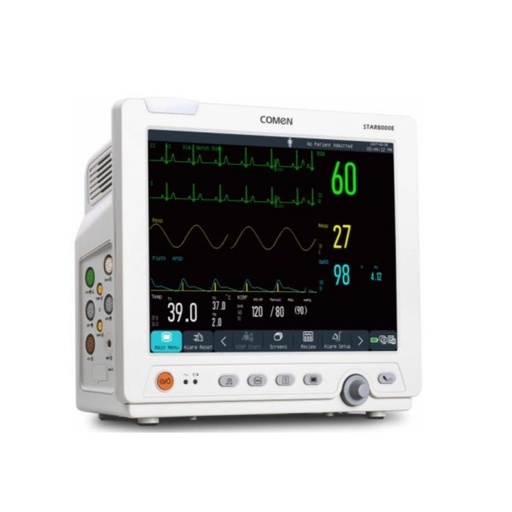 [COM-8000E] Monitor de paciente para signos vitales mod. STAR 8000E configuración básica (ECG de 3 derivaciones, RESP, Comen SpO2, NIBP, HR,Temp Canal Solo)